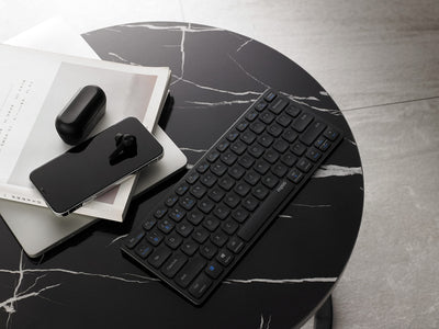 Rapoo E9600M kabellose Tastatur wireless Keyboard flaches Aluminium Design umweltfreundlicher wiederaufladbarer Akku DE-Layout QWERTZ PC & Mac - dark grey