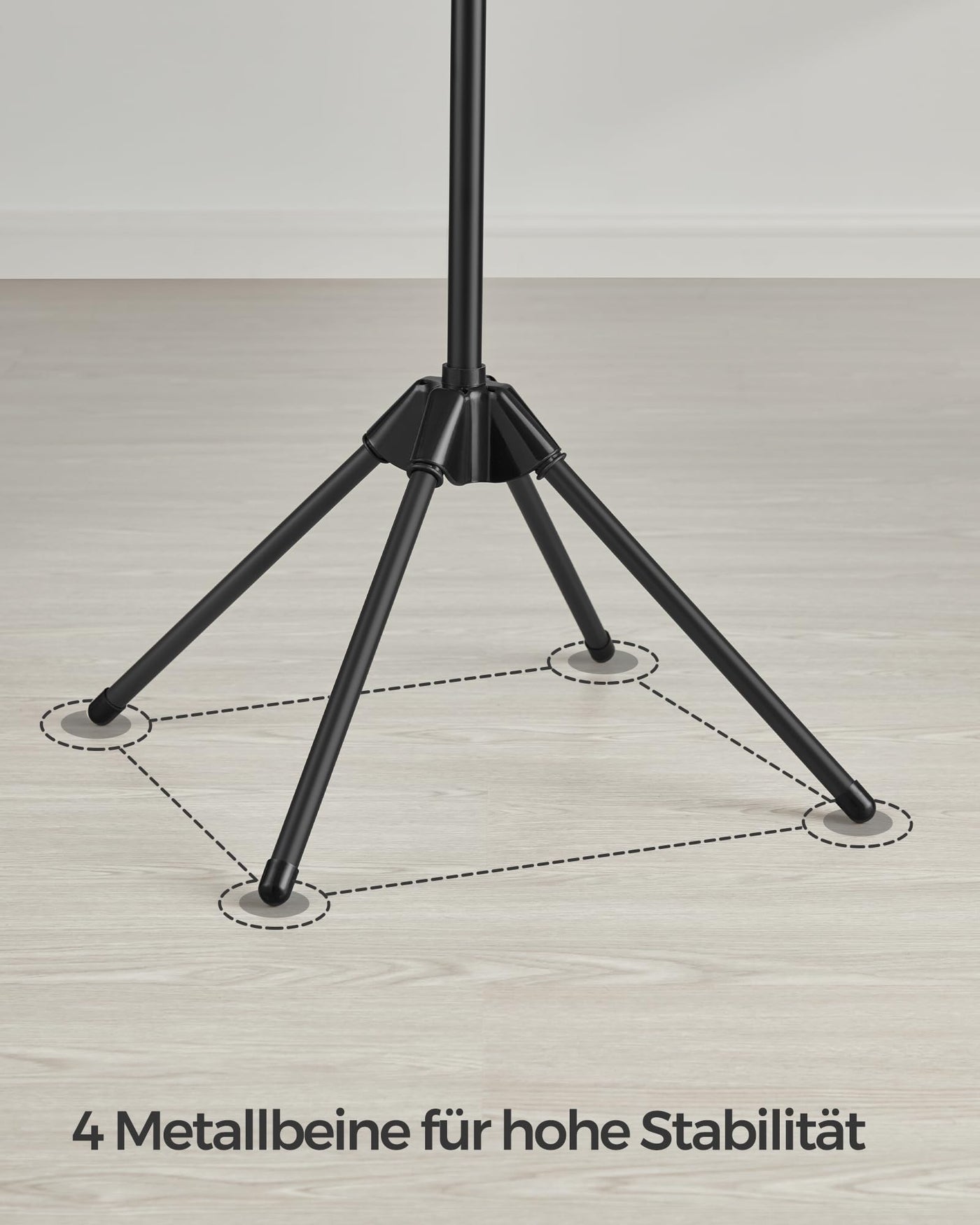 SONGMICS Wäscheständer, Standtrockner, 3 drehbare Armen für Kleiderbügel, Wäschespinne, 4 Beine, für Innenbereich, Edelstahl, für bis zu 27 Kleidungsstücke, 150 cm hoch, schwarz LLR510B01
