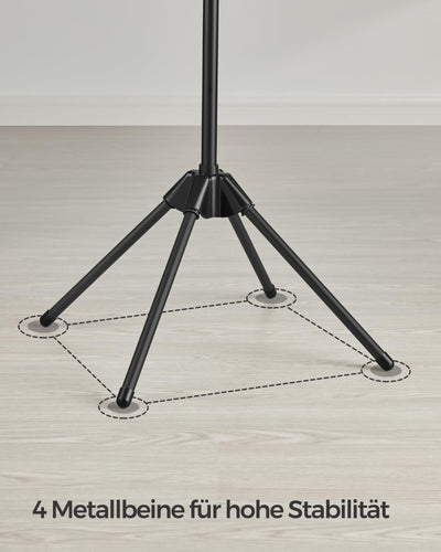 SONGMICS Wäscheständer, Standtrockner, 3 drehbare Armen für Kleiderbügel, Wäschespinne, 4 Beine, für Innenbereich, Edelstahl, für bis zu 27 Kleidungsstücke, 150 cm hoch, schwarz LLR510B01