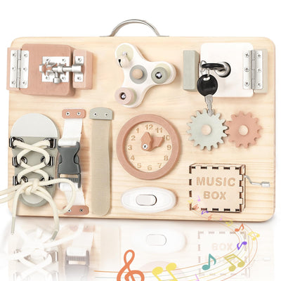Joyreal Montessori Busy Board - Motorikbrett Activity Board Montessori Motorik Spielzeug Sensorik Brett Motorikboard Geschenk für Mädchen Junge