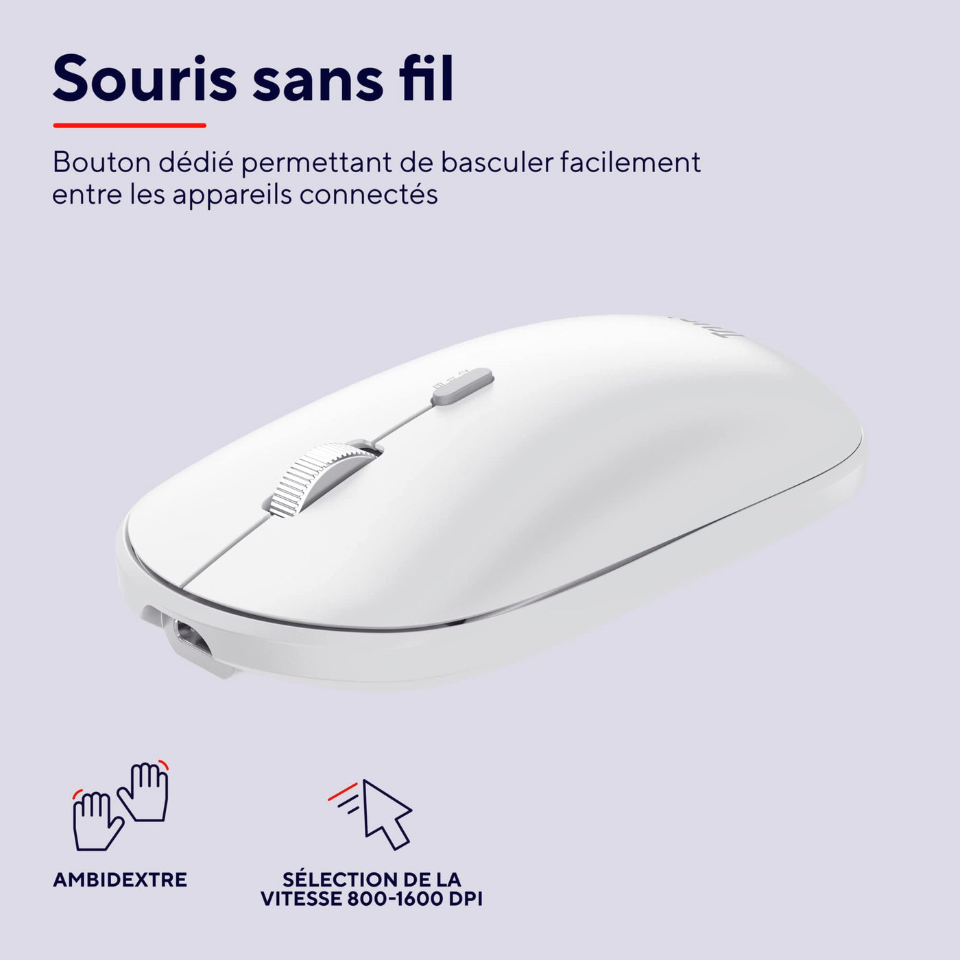 Trust Lyra Pack Clavier et Souris sans Fil Bluetooth, AZERTY Français - Blanc
