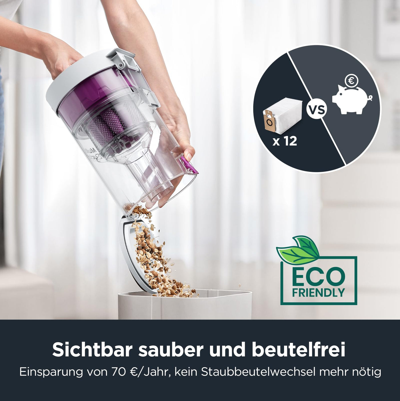 EUREKA E10s DE Saug- & Wischroboter + beutelloser Multi-Zyklon-Absaugstation (4000Pa, Auto Teppicherkennung & Auto Mop Lifting, LiDAR-Navigation, ideal gegen Tierhaare, App- & Sprachsteuerung) weiß