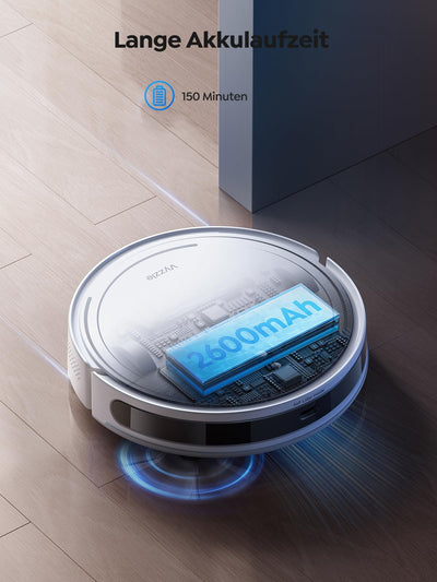 Vyzzle Saugroboter mit Wischfunktion, ultradünner Saugroboter mit LDS Navigation, 5000Pa Staubsauger Roboter D10, App/Alexa, Ideal für Tierhaare, Teppich, Hartboden