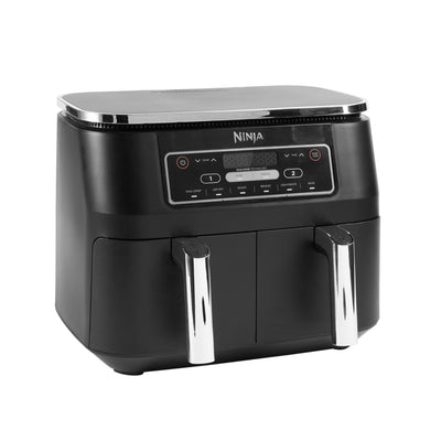Ninja Foodi Dual Zone Digitale Heißluftfritteuse, 7,6L Airfryer, 2 Fächer, Antihaftbeschichtung, spülmaschinenfeste Körbe, 6-in-1, 4-6 Portionen, Schwarz AF300EU