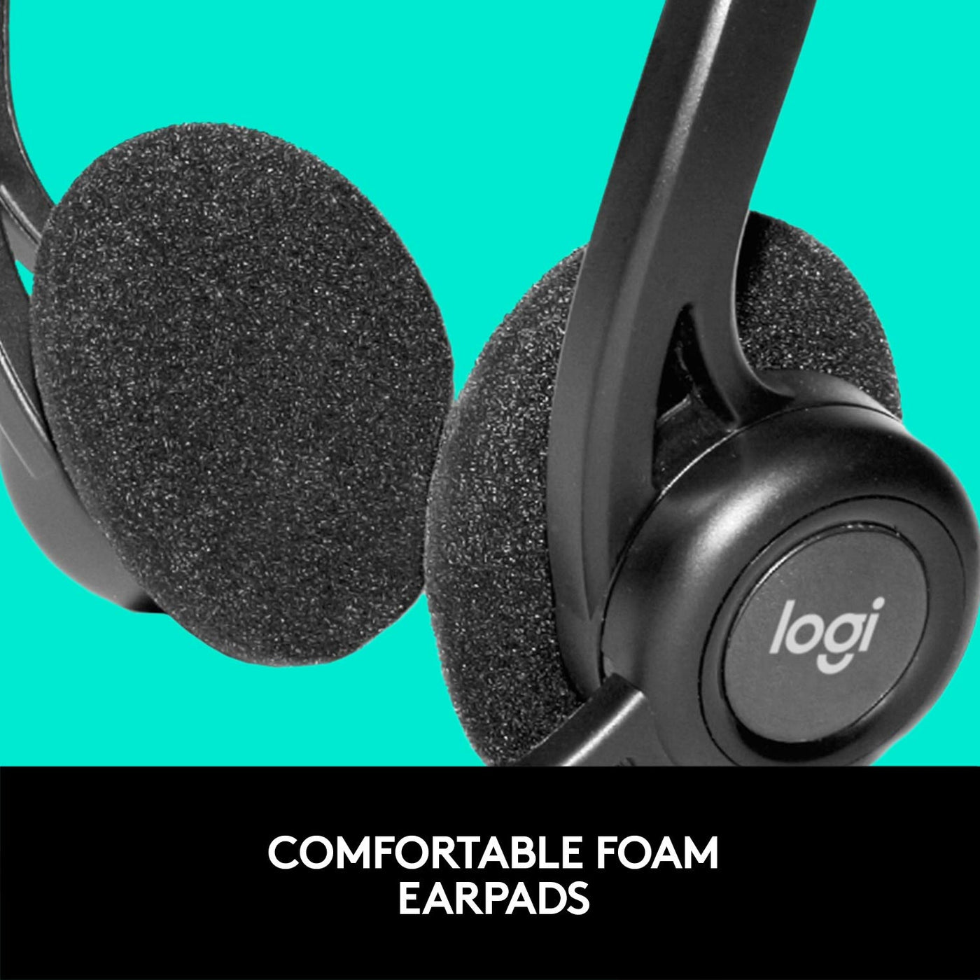 Logitech 960 Kopfhörer, Stereo-Headset, Verstellbares Mikrofon mit Rauschunterdrückung, Integrierter Lautstärkeregler, Stummschaltung, USB-Anschluss, 2.4m Kabel, PC/Mac/Laptop - Schwarz