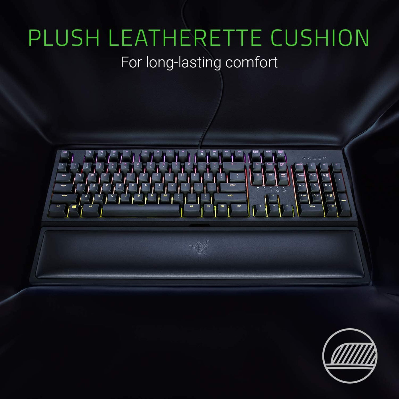Razer Wrist Rest - Ergonomische Handballenauflage für Gaming Tastaturen im Full-Size-Format (Polsterung aus Memory-Schaumstoff, bezogen mit weichem Kunstleder) Schwarz