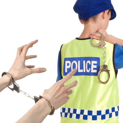 4 Stücke Spielzeug Handschellen mit 4 Schlüssel Handcuffs Kinder Handschellen aus Metall für Polizei Spielen Mottoparty Requisiten Spiel für Kinder (Silber)