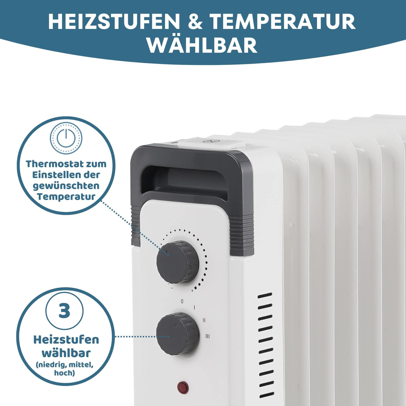 STAHLMANN Ölradiator ZR17 2000 Watt – Elektroheizung Energiesparend bis 40 qm Fläche – Heizung Elektrisch mit Thermostat und 3 Heizstufen – Elektrisches Heizgerät, Electric Heater Weiss
