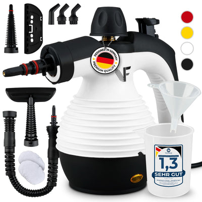 Neighbour's Friend® Dampfreiniger Neues Modell – Leistungsstarker Hand Steam Cleaner, 3,5 Bar Druck, 4m Kabel, 350ml Tank I Handdampfreiniger für Auto, Werkstatt, Haushalt & Fensterreinigung