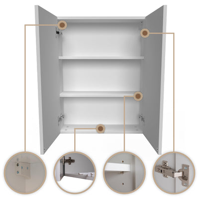 Miradu Badezimmermöbel, badmöbel für kleine bäder mit Push-to-Open-Fronten, Badregal, Apothekerschrank, badezimmerschränke, badschrank schmal hängend, Regal 20 cm tief, (Weiß, 78x60x17)