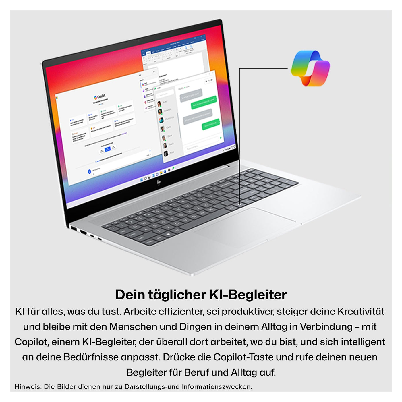 HP Envy Business Laptop, Intel Core Ultra 7-155H, 64 GB DDR5 RAM, 2 TB PCIe SSD, 17.3" FHD IPS Touchscreen, Intel Arc Graphics, QWERTZ Tastatur, Windows 11 Home, Silber