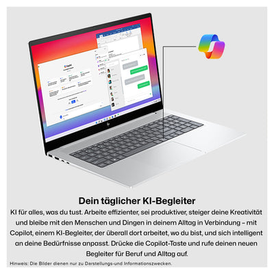 HP Envy Business Laptop, Intel Core Ultra 7-155H, 64 GB DDR5 RAM, 4 TB PCIe SSD, 17.3" FHD IPS Touchscreen, Intel Arc Graphics, QWERTZ Tastatur, Windows 11 Home, Silber