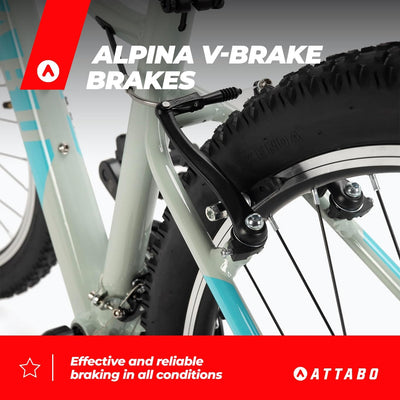 ATTABO Damen Fahrrad Alpe 1.0 mit Aluminiumrahmen 15" Ergonomischer Lenker V-Brake Grau Mountainbike mit 27,5" Rädern mit Zubehör Verstellbarer Sattel 21-Gang Schaltung