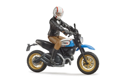 bruder 63051 - Scrambler Ducati Desert Sled mit Fahrer - 1:16 Motorrad Spielzeug-Figur Motorcross