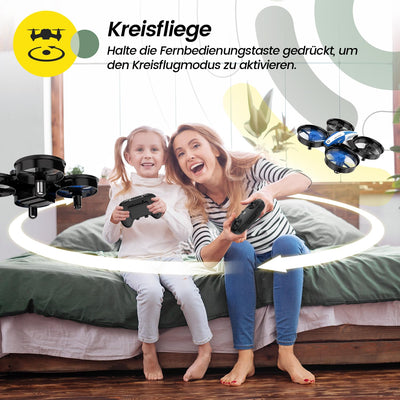 Holy Stone HS210 Mini Drohne für Kinder,RC Quadrocopter Nano Drone mit 3 Akkus 21 Min. Lange Flugzeit, Auto Höhenhaltung, 360° Rollen, Kopfloss Modus, One Key Start Indoor Geschenk Anfänger,Blau,C0