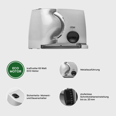 ritter compact 1 Elektrischer Allesschneider & Brotschneidemaschine aus Metall, Made in Germany