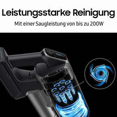 Samsung Jet 75 pet extra VS20T7562R5/EG, Akku-Handstaubsauger inklusive Ersatzakku, kabellos, beutellos, max. 200 W, wechselbarer 21.9V Li-Ion Akku, 0,8 Liter, ChroMetal Silber