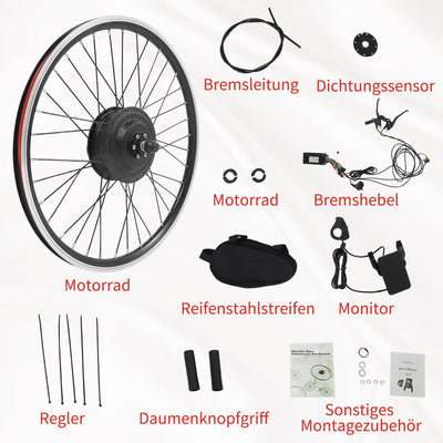 JINPRDAMZ 24 Zoll 500W 36V Ebike Umbausatz mit LCD Display, Frontmotor Fahrrad E-Bike Hub Umbausatz, E-Bike Vorderrad Umbausatz Kit Elektrofahrrad Umbausatz