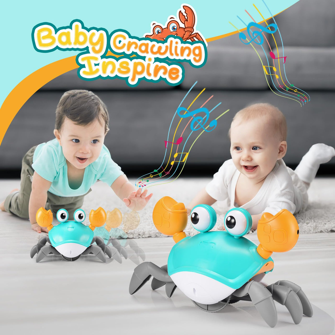 Adeokay Krabbe Baby Spielzeug ab 1 2 3 Jahr, Spielzeug ab 6 7 8 9 10 Monate Kinderspielzeug ab 1-3 Jahre Junge Mädchen Geschenk für Kinder Tummy Time Toys Krabbelspielzeug Baby Ostergeschenke Kinder