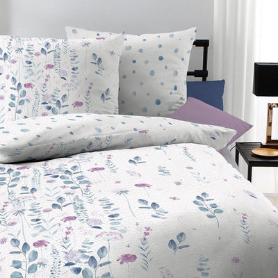 Kaeppel Seersucker Bettwäsche Eucalyptus Saphir 160x210 cm + 65x100 cm