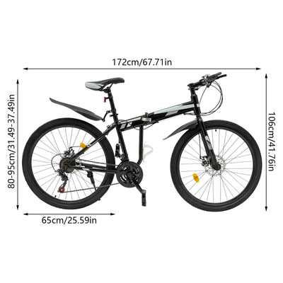 AOOUNGM 26 Zoll Mountainbike Erwachsenen, 21 Gang Fahrrad Jungen, Klappbares Hochkohlenstoffhaltiger Stahl MTB, Mountainbike für Damen & Herren