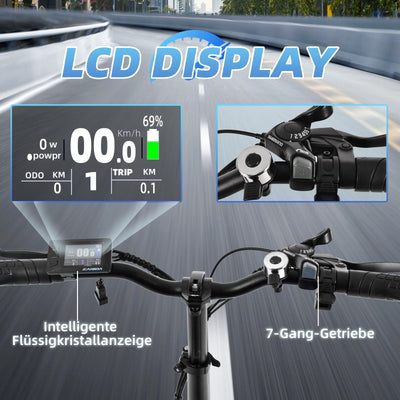 KAISDA E-Bike Klapprad 20 Zoll Elektrofahrrad Mit 250W Motor 36V 13Ah Abnehmbarem Li-ion Akku Bis 100km Distanz,7-Gang,Pedelec Ebike E-Citybike E-Fahrrad Für Erwachsene,Schwarz