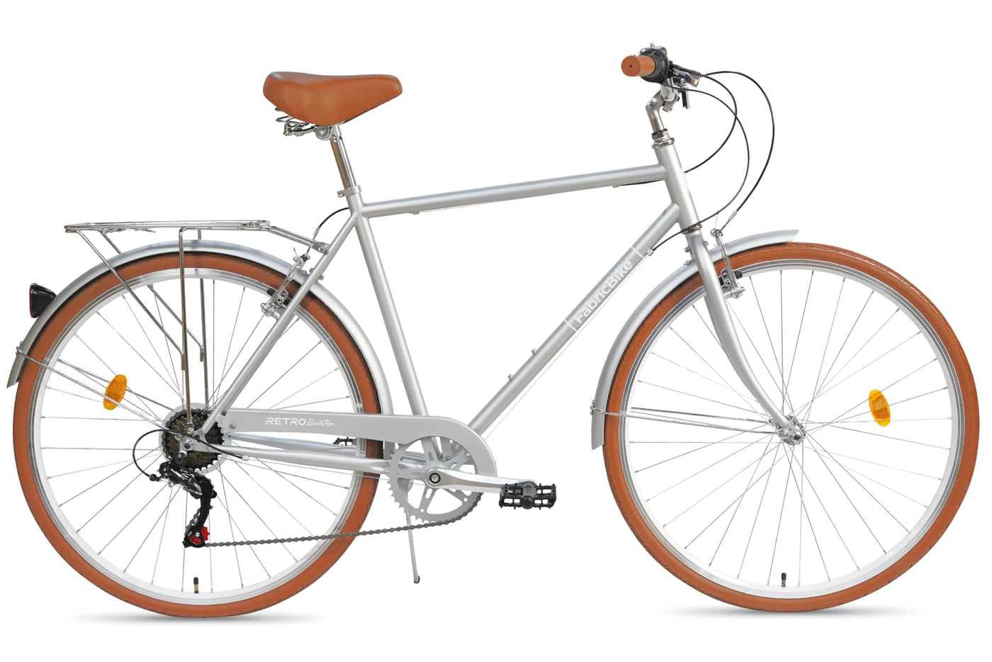 FabricBike Southken - City Bike 28 Zoll, Cityräder, klassisches Stadtrad, Fahrrad mit Korb, bequemer Sattel, 7-Gang-Schaltung (Southken Matte Grey, L-58cm)