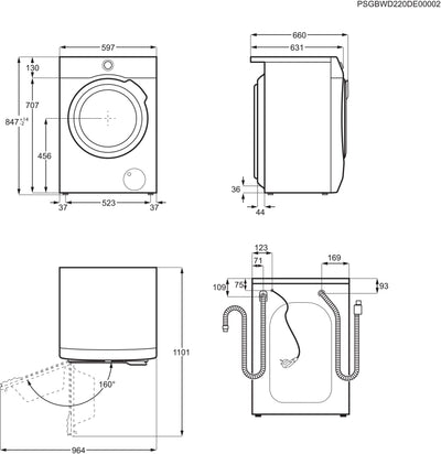 AEG LWR9W80600 / Wifi Waschtrockner mit Wärmepumpe / SensiDry – schonend und energiesparend / 10 kg Waschen / 6 kg Trocknen / C / Mengenautomatik / ProSteam® - Auffrischfunktion / 1600 U/min
