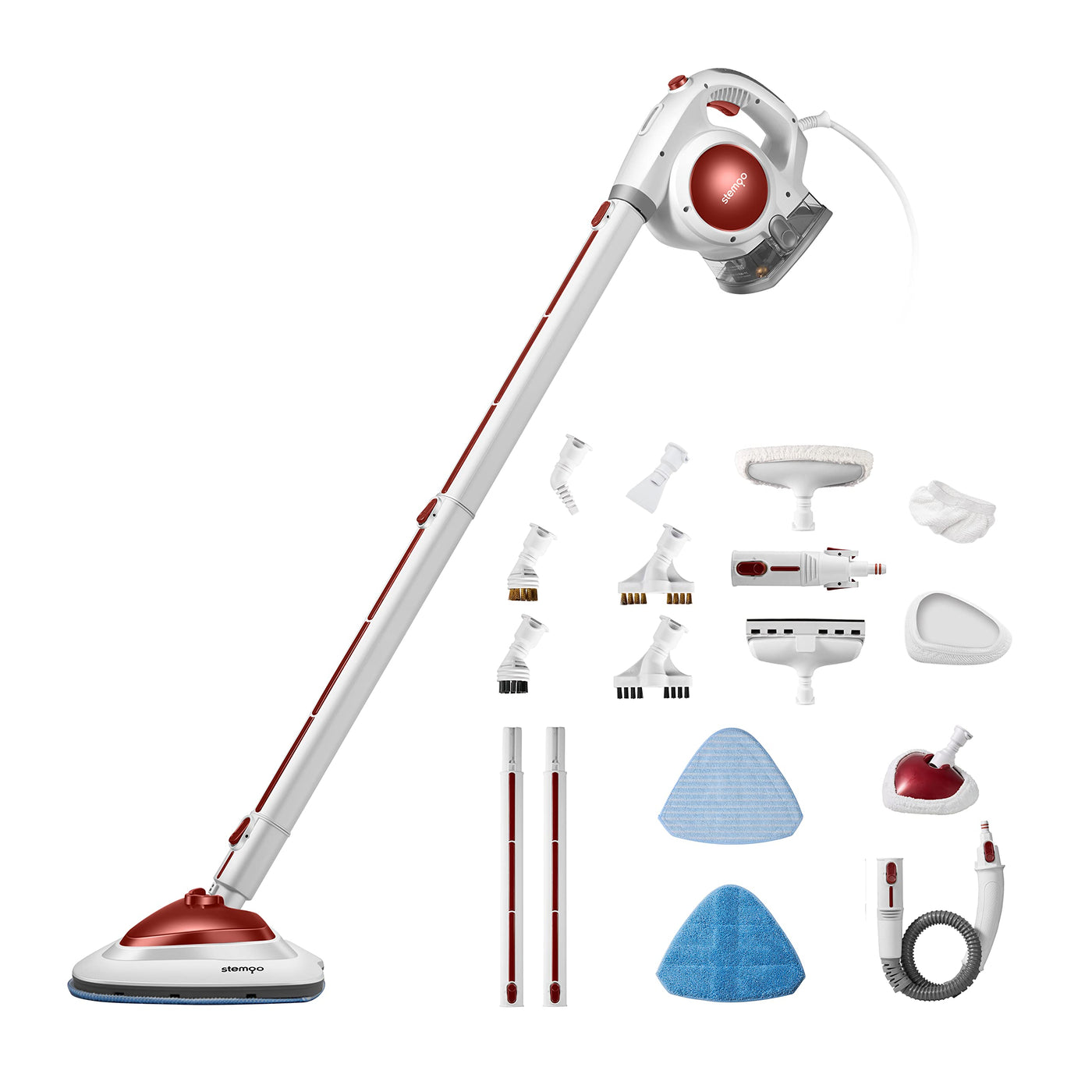 Stemoo 331605 Boden- & Hand Multifunktions Dampfreiniger, 19-in-1, für Teppichfliesen Boden und Polster, entfernt bis zu 99,9% der Bakterien
