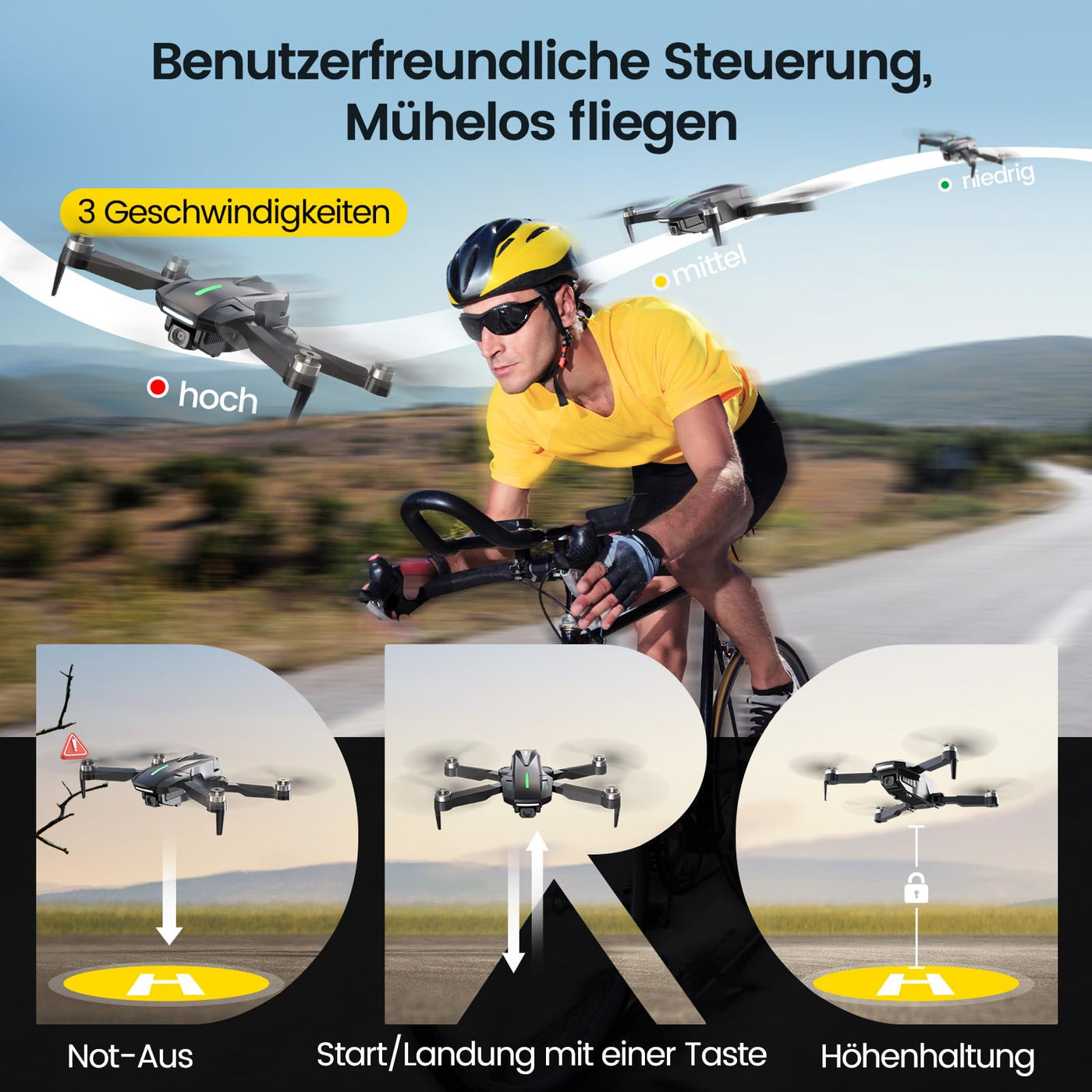 DEERC Drohne mit Kamera 1080P für Kinder, RC Quadrocopter D75 faltbar mit Wifi Übertragung, Lange Flugzeit,Bürstenloser Motor,Höhenhaltung,One Key Start Drohnen Spiel Geschenk für Anfänger Jungend, C0