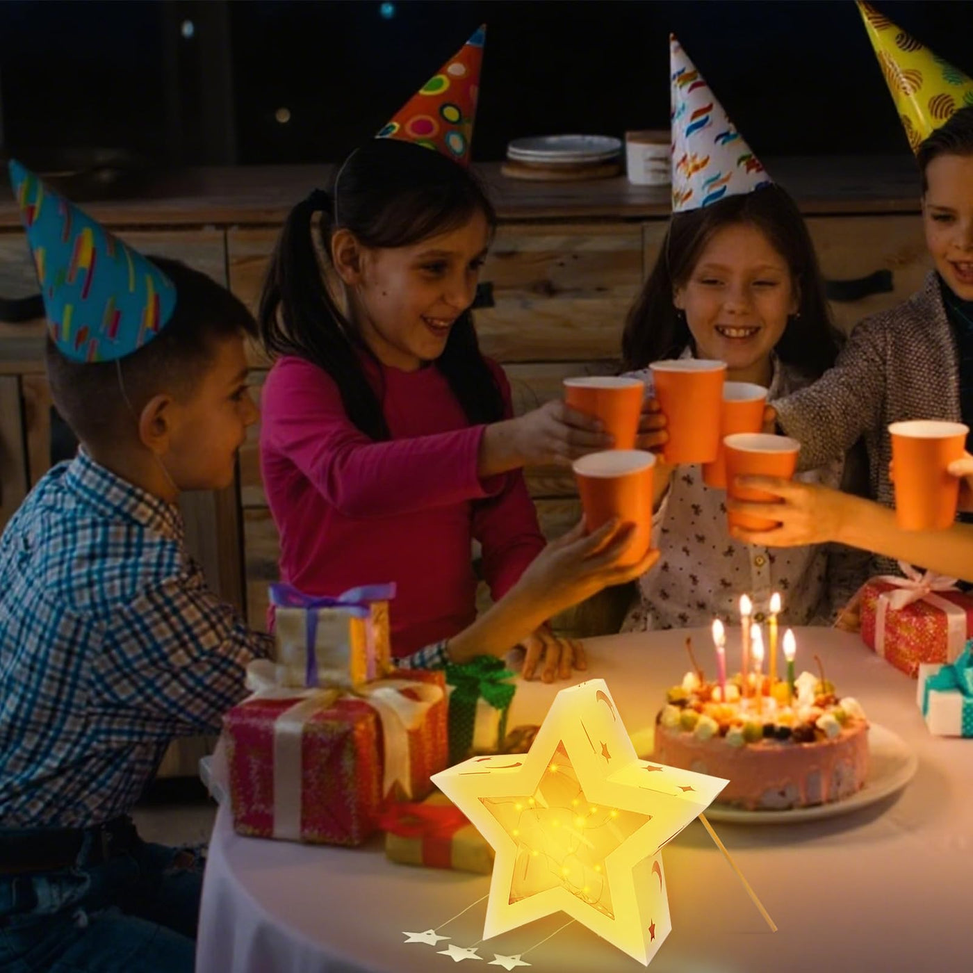 4 Stück Laternen Bastelsets Kinder, Sterne Kreativset Papierlaternen Bastelset, Sterne Laternen zum Basteln Papierlaternen Kreativset für Jungen Mädchen Geschenk Sankt Martin Laternenumzug Weihnachten