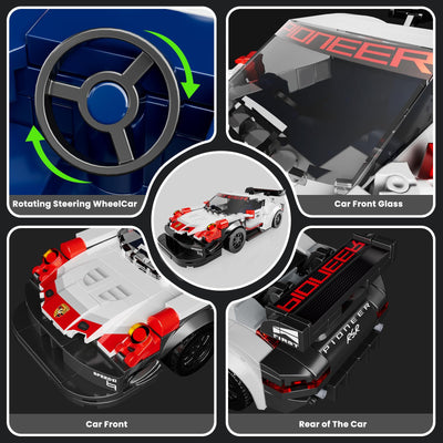 Mould King 27010 Speed Champion Rennwagen Bausteine 911 RSR Sportwagen Klemmbausteine mit Acryl-Vitrine Modellautos zum Sammeln (349 Teile)