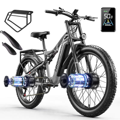 shengmilo S600 Doppelmotor Elektro-Mountainbike, 48V17.5AH Batterie 7 Gang Ölbremse ebike, Dual Shock Elektrofahrrad, DREI Fahrmodi
