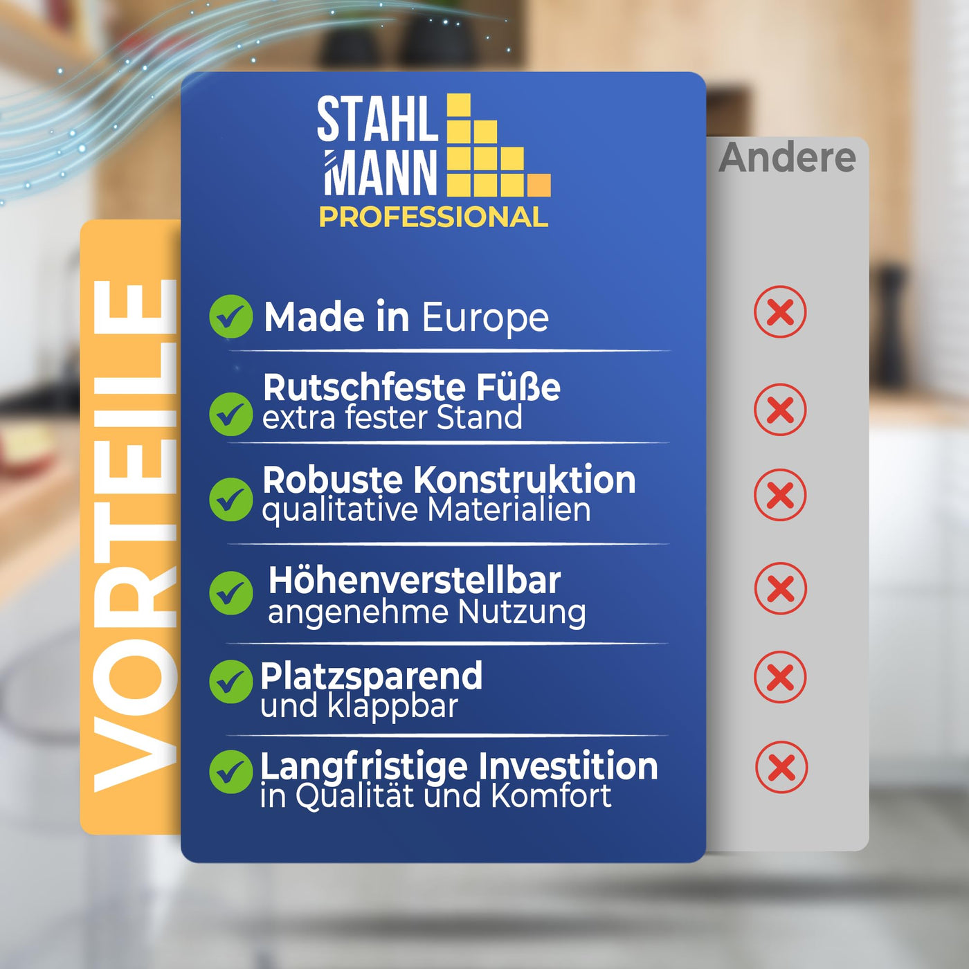 STAHLMANN ® XXL-Bügelbrett für Dampfbügelstation [130x48 Bügelfläche]– Bügeltisch [Made IN EU] – extra stabiles Bügelbrett – Bügelbrettbezug [100% Baumwolle]