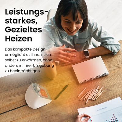 Pro Breeze™ 500W Mini-Keramik-Heizlüfter für den Arbeitsplatz oder Schreibtisch - PTC-Keramik Compact Heizgerät - Weiß