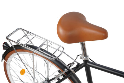 FabricBike Southken - City Bike 28 Zoll, Cityräder, klassisches Stadtrad, Fahrrad mit Korb, bequemer Sattel, 7-Gang-Schaltung (Southken Matte Black, L-58cm)