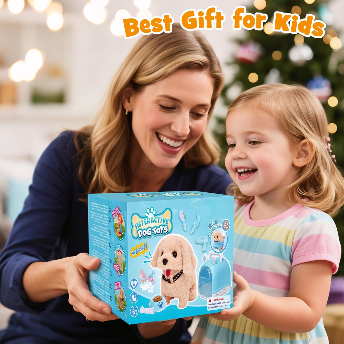 Tacobear Hund Spielzeug Kinder der Läuft und Bellt, Elektrischer Hund mit Leine Hundekäfig Hundemantel Interaktives Haustier Kuscheltier Spielhund Geschenk Spielzeug für Mädchen Junge 3 4 5 6 Jahre