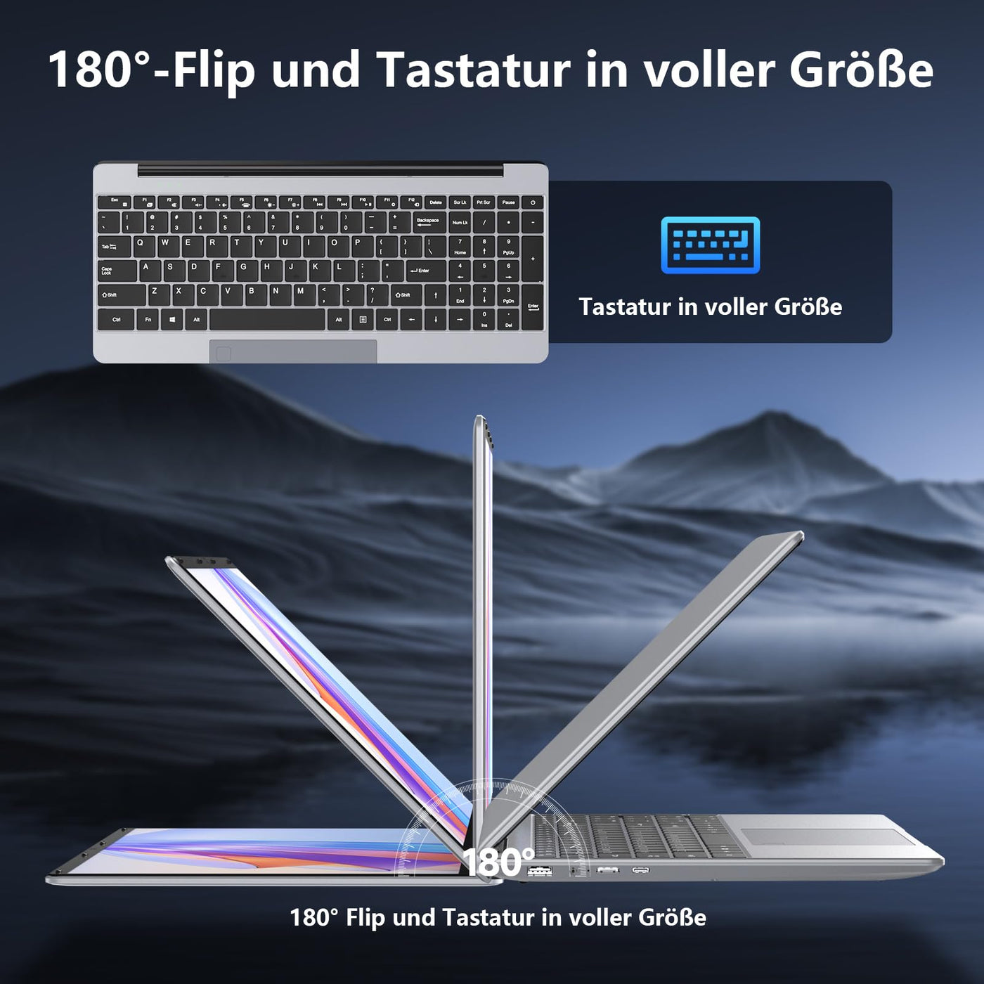 Gezoon 15.6 Zoll Laptop Computer | 15.6 Zoll FHD Display | 4C4T N100 Prozessor 3.4GHz | 16GB DDR4 RAM | 1TB SSD | UHD Graphics | Win 11 Pro | Duales WLAN | Bluetooth 5 | 2 x USB 3.0 | 6500 mAh