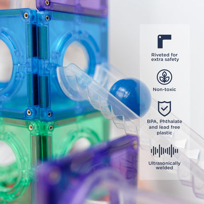 CONNETIX Magnetische Fliesen Regenbogen Ball Run Packen, 92 Stück