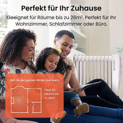 Pro Breeze 2500W Ölradiator energiesparend - Elektro Heizkörper mit 11 Rippen, integrierter Zeitschaltuhr, 3 Heizstufen, regulierbaren Thermostat und Sicherheitsabschaltfunktion
