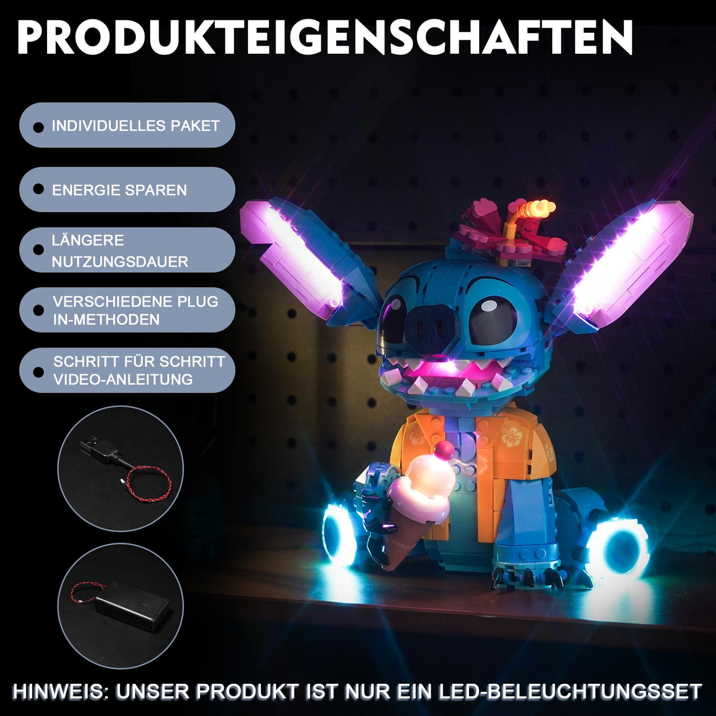 Led Licht Set Kompatibel mit Lego 43249 Stitch (Kein Modell), Dekorationsbeleuchtungsset Compatible with Lego Stitch Kreative Spielzeug
