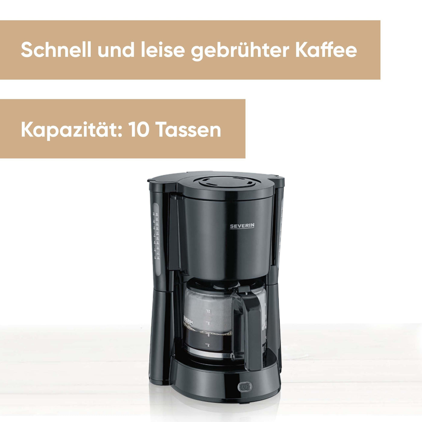 SEVERIN Kaffeemaschine "TypeSwitch" mit Glaskanne, AromaSwitch zur Wahl zwischen 2 Brühprofilen, Kaffeeautomat für bis zu 10 Tassen, 1.000W, Edelstahl-gebürstet-schwarz, KA 4825