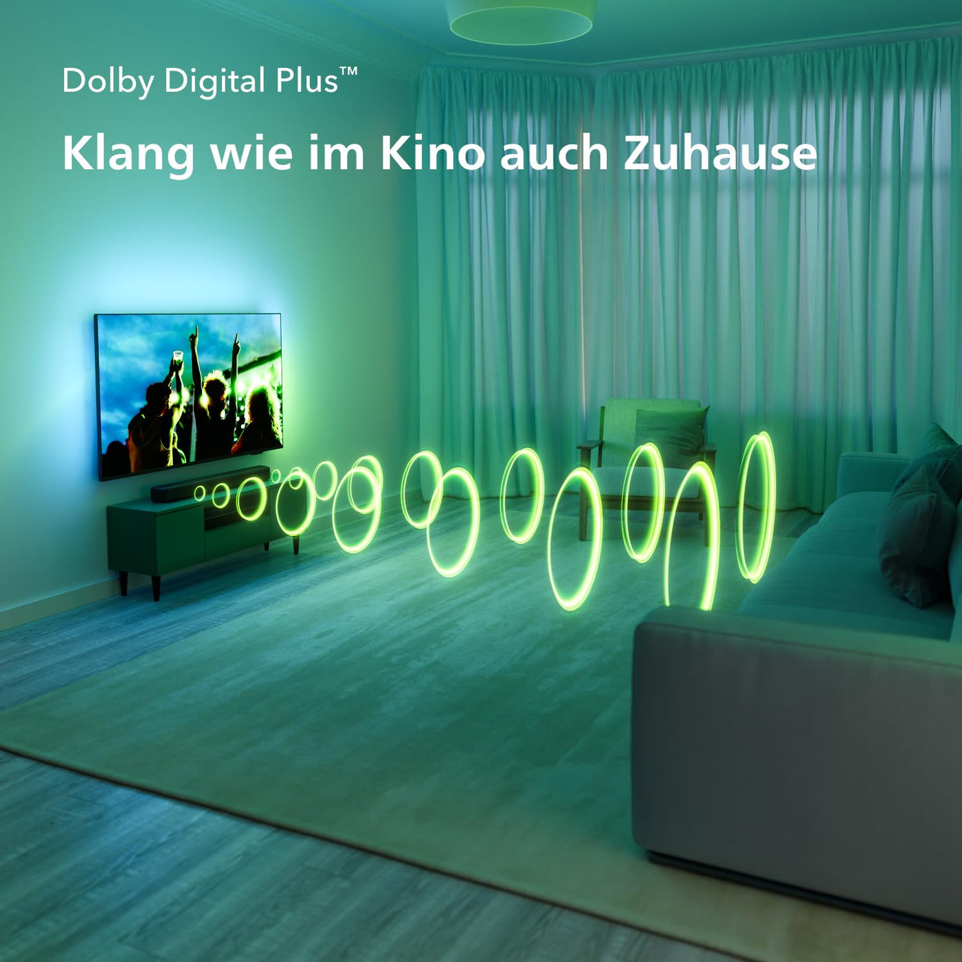 Philips TAB5109 Soundbar 2.0-2 Kanal 120W, DTS Virtual X, Bluetooth 5.4, HDMI ARC, optische Verbindung und USB-Konnektivität - Dunkelgrau