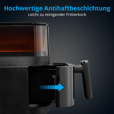 MEDION X10 XL Heißluftfritteuse (5 Liter Frittierkorb, innovative Wassersprühfunktion für krosse knusprige Speisen, 1.500 Watt, Sichtfenster, Schüttel Alarm,10 Automatikprogramme)