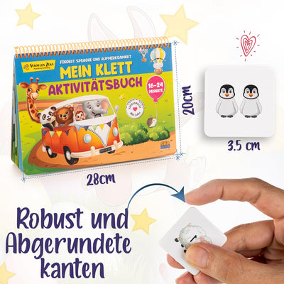 Montessori Spielzeug Buch für Kinder ab 16-24 Monaten, Quiet Book Lernspiel mit Klett-Sticker Funktion. Beschäftigung Busy Book für Mädchen und Jungen, das Spielzeug und Buch in einem vereint