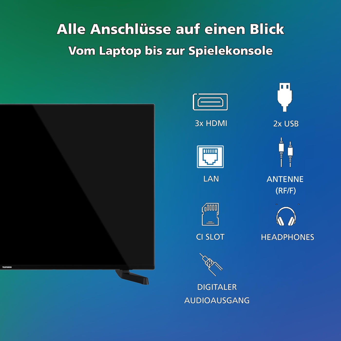 Telefunken Fernseher 43 Zoll Smart TV VIDAA D43U790B2CW 4K Fernseher UHD, HDR TV mit Dolby Vision, Triple-Tuner und 6 Monate HD+ inkl., LED TV schwarz