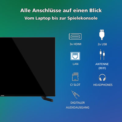Telefunken Fernseher 43 Zoll Smart TV VIDAA D43U790B2CW 4K Fernseher UHD, HDR TV mit Dolby Vision, Triple-Tuner und 6 Monate HD+ inkl., LED TV schwarz