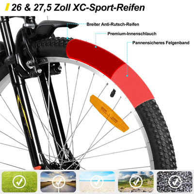 HILAND 26 Zoll Mountainbike, 18 Gang MTB für Männer Frauen, Erwachsenen Mountainbike mit V-Bremsen, Schwarz