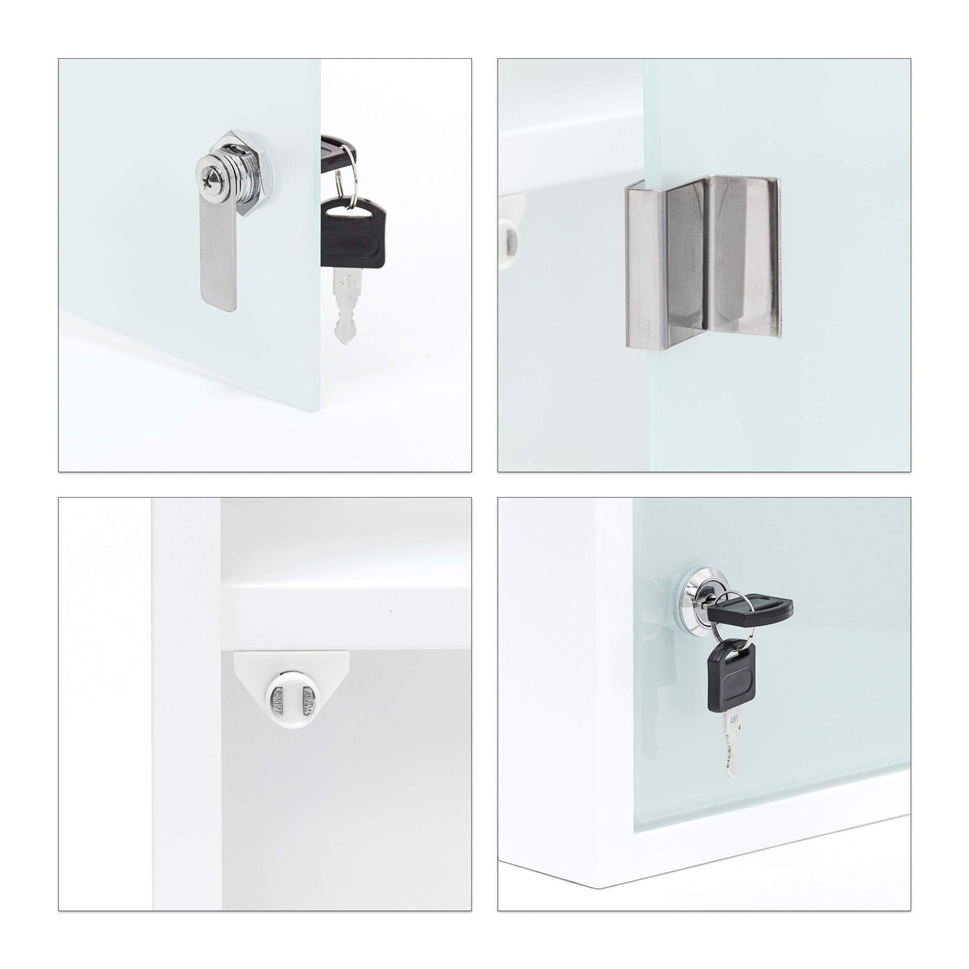 Relaxdays Medizinschrank EMERGENCY XXL Medikamentenschrank Metall und Glas Apothekerschrank fürs Bad HxBxT 57 x 27 x 12 cm mit magnetischer Glas-Tür 4 Ablagen für Medikamente und Verbandszeug, weiß