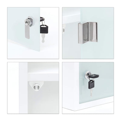 Relaxdays Medizinschrank EMERGENCY XXL Medikamentenschrank Metall und Glas Apothekerschrank fürs Bad HxBxT 57 x 27 x 12 cm mit magnetischer Glas-Tür 4 Ablagen für Medikamente und Verbandszeug, weiß